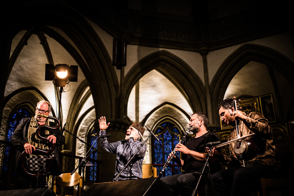 2019: Michel Godard, Alim Qasimov, Hüsnü Senlendirici & Rauf Islamov © Andy Spyra